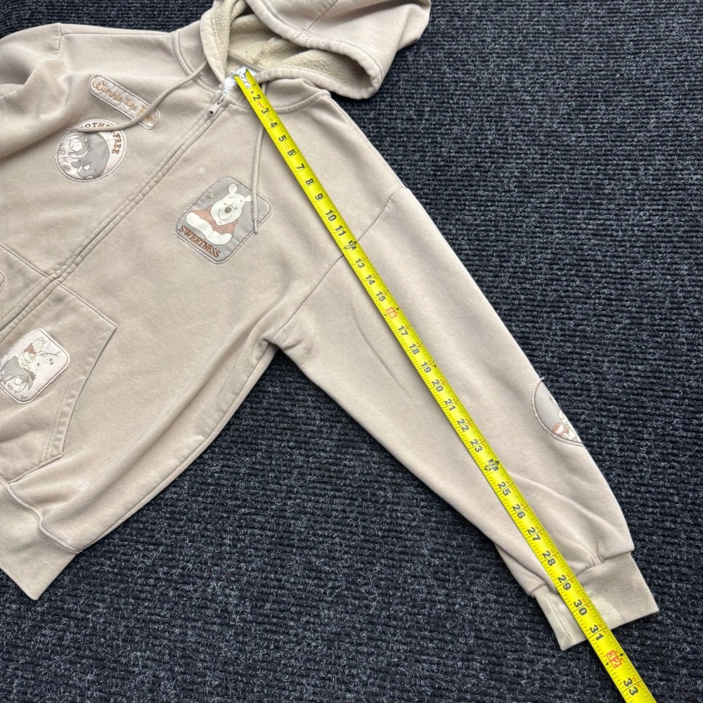 Disney Winnie the Pooh Eeyore Full Zip Hoodie Tan Beige Character Patch Large - Picture 4 of 16